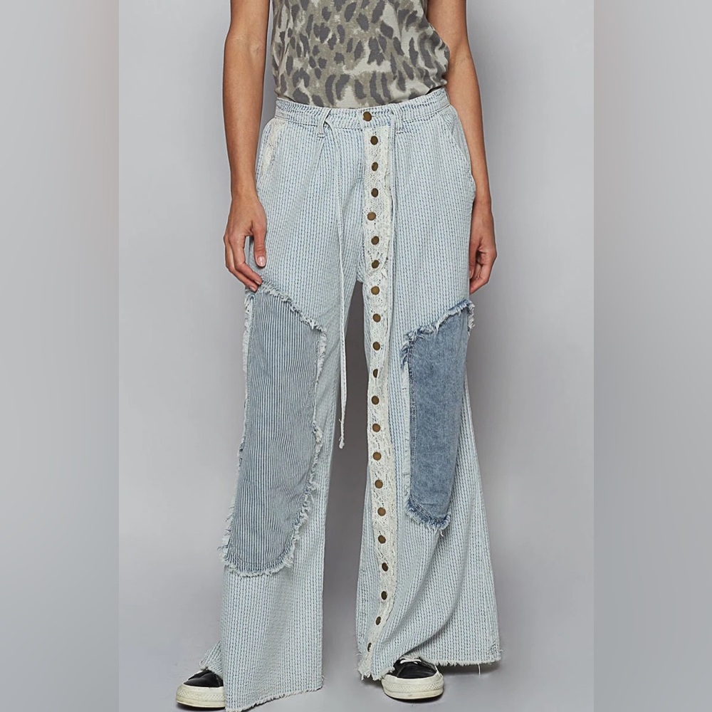 POL Stylish Blue Patchwork Women Jeans medium